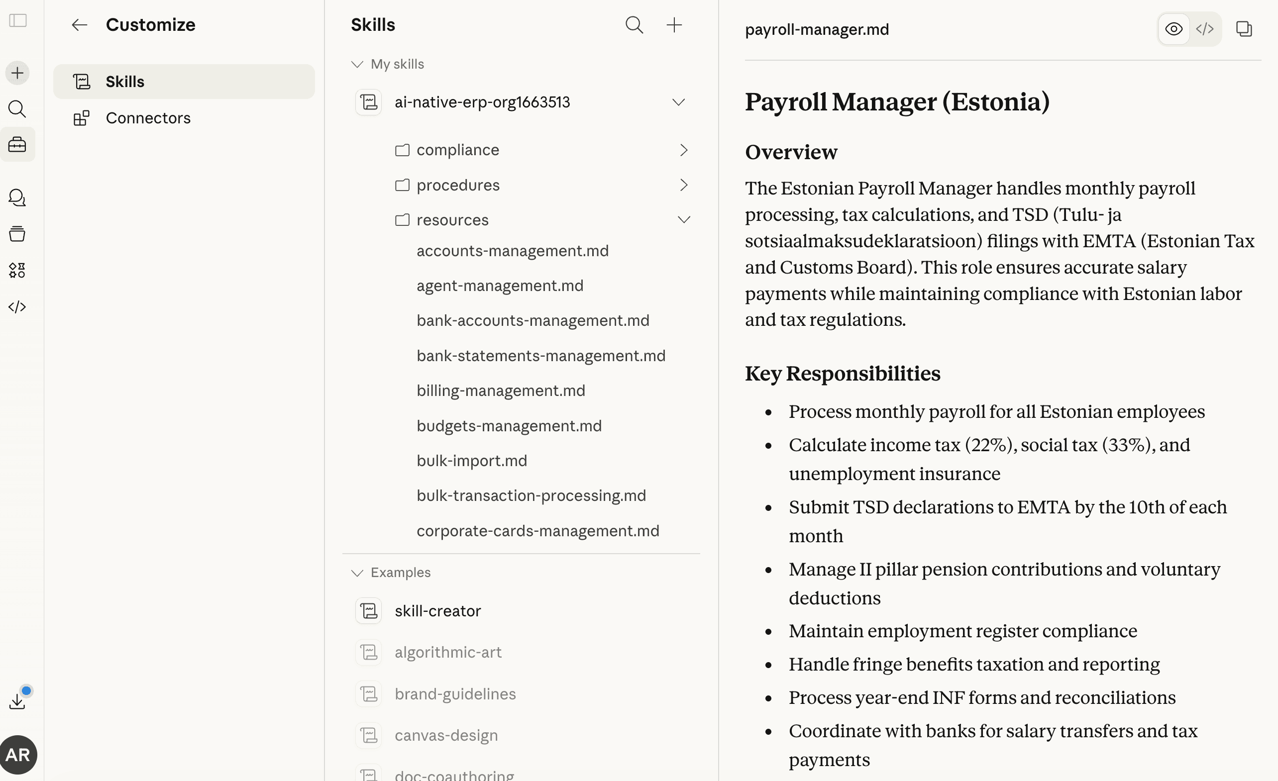 Let Claude Plugins and Skills carry the accounting logic.